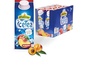 ‎PFANNER Pfanner Eistee Pfirsich im Vorratspack – Direkt aufgebrühter Schwarztee mit Pfirsichsaft in nachhaltiger to go Verpackung (8 x 750 ml)