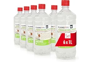 ‎HÖFER CHEMIE Höfer Chemie 6 x 1 L FLAMBIOL® Premium Brenngel für Brenngel Dekofeuer, Lampe und Kamin - Dickflüssiges Gel (6 x 1 L)