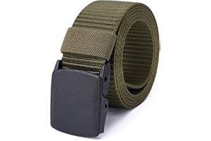 Mile High Life Nylonowy pasek tkany, outdoorowy pasek wojskowy, przycięty do 132 cm, szerokość 3,8 cm, bezpieczna plastikowa klamra TSA, Oliwka, M