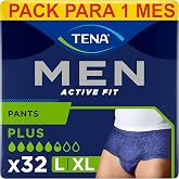 TENA Men Ative Fit, 4x8 - Ropa Interior Absorbente para Hombre, Para Incontinencia Moderada, &Oacute;ptima Discreci&oacute;n, 8 Unidades, T