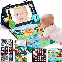 Tapis D'éveil 3 En 1 Pour Bébé 0-9 Mois - Avec Miroir, Anneau De Dentition, Jouets Sensoriels - Pour Tummy Time Et Développement Musculaire