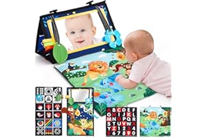 hahaland Jouet d'Éveil Bébé 6 Mois avec Miroir Éveil Montessori Noir et Blanc Jouets Sensoriels pour Tout-Petits, Cadeau pour Bébé Naissance Fille Garcon 0 3 6 12 Mois