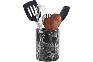 RADICALN Portautensili Cucchiaio Caddy Controsoffitto Nero Marmo Fatto A Mano Utensili Da Cucina Set Organizzatore - 5.5x6.5 Pollici Utinsle Holder - Accessori per la Casa (BZ-03)