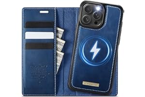 Coverilo Handyhülle für iPhone 16 Pro Max Hülle Abnehmbar 2-in-1 Magnetische Premium PU Leder Klapphülle Kabelloses Laden Kartenfach RFID Standfunktion Schutzhülle für iPhone 16 Pro Max – Dunkelblau