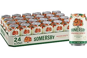 ‎SOMERSBY Somersby Orange Spritz Cider 0,33 l Dose, 24 Dosen fruchtiger Cider mit bittersüßem Orangen-Geschmack mit 4,5 Prozent Volumen ohne künstliche Farb- und Aromastoffe (24 x 0,33 l)