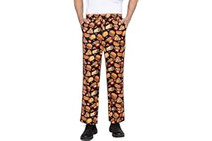 Nanxson Men's Baggy Chef Pants, Printed Work Pants with Elastic Waist Chef Trousers Restaurant Kitchen Uniforms