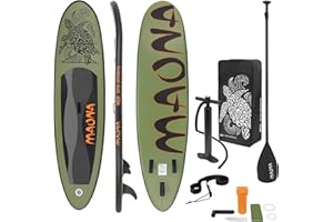 ECD Germany Stand Up Surf Paddle Board Gonflable 305/308/320/380 cm | PVC | jusqu'à 120/150 kg | Épaisseur 10/15 cm | Planche de Surf Pagaie Sac de Transport Pompe à Air | Diverses Couleurs Modèles