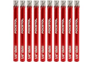 FOCSTOL Juego Brocas Diamante Seco - 10 piezas 6mm Broca Corona con Vástago Redondo para Gres Porcelanico Cerámica Granito Mármol Cuarzo