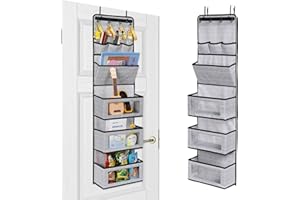 homyfort Organizador Colgante para Puerta con 4 Bolsillos Grandes, Estante Colgante Plegable con 2 Ganchos, Almacenamiento Colgante para Puerta,organizdor Baño, Guardería, Sala de Estar, Dormitorio
