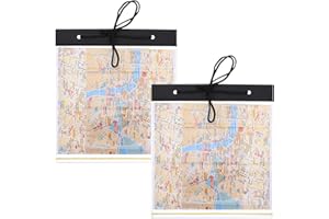 ueslwser 2Pcs PVC Waterproof Map Case Hiking Plastic Foldable Map Cover with Clear Window & Lanyard