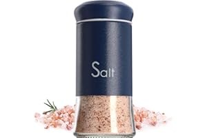 KADAX Saliera e pepe, set da 1 pezzi, 90 ml, spargisale in vetro e acciaio inox, coperchio mid, tovaglietta, barattoli per spezie (blu scuro, sale) …