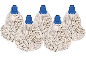Abbey No.16 Socket Cotton Mop heads Replacement Pack of 5 – Super Absorbent String Mop Universal Screw On Socket - Floor Cleaning Heavy Duty mop head ( Blue )
