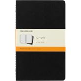 Moleskine Cahier G&uuml;nl&uuml;k, Yumuşak Kapaklı, Large (5" x 8.25") Ruled/&Ccedil;izgili, Siyah, 80 Sayfa (3'l&uuml; Set)