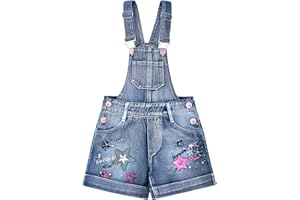 Peacolate 4-10 Jahre Sommer kleine Kinder Denim Shortalls Flip Pailletten Stickerei Blau Latzhose Shorts Overalls