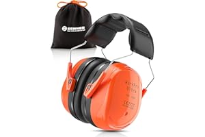 Senner ® WorkPro Ultra | Cascos Antiruido Ajustables – Protección Auditiva para el Trabajo, Cuffie de Insonorización, SNR 34 dB, Certificado CE, Unisex, Negro/Naranja, para Trabajo y Ocio