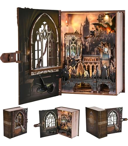 Book Nook Kit,Casa Miniatura para Armar Librero,Kit de Reborde de Libro Book Nook Kit,Casa Miniatura para Armar Librero,Kit de Reborde de Libro