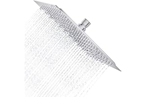 Derpras Square Rain Shower Head 304 Stainless Steel Ultra Thin Powerful High Pressure Top Spray Bathroom Rainfall Showerhead (Brushed Nickel) (8 Inch,121 Jets)