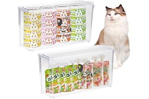 Apitos Pet Food Storage Containers Set Of 2,Cat Food Container,Stackable Clear Cat Food Storage Containers with Lids, for Cat Treats,Wet Cat Food,Cat Treats,Kitten Treats Plastic Storage Box