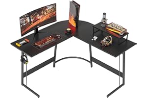 ‎CUBICUBI CubiCubi Gaming Tisch Eckschreibtisch 120 x 120 cm, Schreibtisch L Form für Gaming, Ecktisch Computertisch Mit Monitorständer, Platzsparend, Einfach zu Montieren Eck Tisch, Schwarz