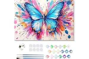 MOGTAA Kit per dipingere con i numeri, per adulti e principianti, kit di pittura con i numeri su tela, kit per dipingere con i numeri per adulti, kit fai da te per pittura a olio con farfalle per
