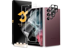 JZG 2 x Protector Pantalla para Samsung Galaxy S22 Ultra (6,80 Pulgadas) con 2 x Protector de Lente de Cámara, Autorreparación, Compatible Huellas Dactilares ID, HD Clara, Antiarañazos