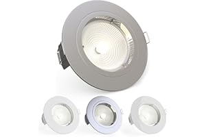 National Lighting Recessed Lighting - Mains Powered LED Spot Lights Downlights for Ceiling - IP20 Rated GU10 Fitting for Halogen or LED - Satin Nickel Finish, Fixed Version
