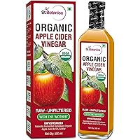 St. Botanica USDA Organic Apple Cider Vinegar With The Mother - Raw, Unfiltered, UnPasteurized - 500ml (Glass Bottle)