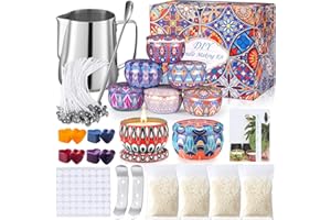 VIPNAJI Kit per Creare Candele, Set per Candele DIY, kit per la fusione di cera per principianti,Set Completo con Cera d’api Pura al 100%/ Stoppini Cerato/8 Candele Barattoli/Coloranti ect,Set Regalo