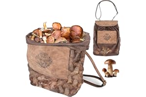 DRACHENADER Pilzkorb zum Umhängen mit Atmungsaktivem Netz – Faltbare pilztasche zur Platzsparenden Aufbewahrung, Pilz Sammeltasche und Jagdtasche für Frische Pilze, mit Verstellbarem Schultergurt