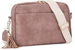 Vividora PU Leder Crossbody Bag Damen,Moderne Mittelgroß Umhängetasche Handtasche mit Abnehmbar Breitem Schultergurt Handytasche Zum Umhängen
