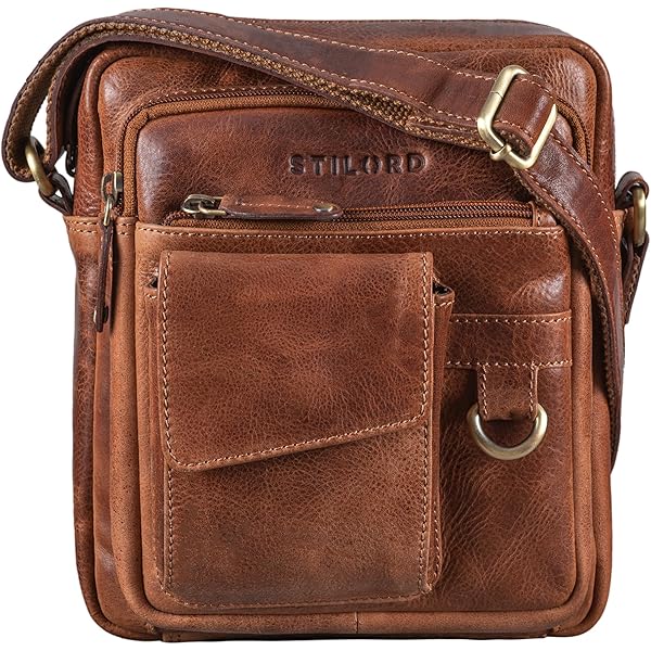 STILORD Lorenzo Kleine Leren Heren Schoudertas Compacte Crossbody Bags Messenger Bag Vintage Ledertas Voor Tablet Tot 8 Inch,Stijlvolle Mannenhandtas Kleur:brandy - cognac