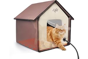 ALL FOR PAWS Heated Cat House, Indoor/Outdoor Heated Cat Bed for Winter with Safe Heated Pad,Cat Houses & Condos, Feral Kitty Shelter, Thermo Kitty Home with Water-Resistant Oxford Material