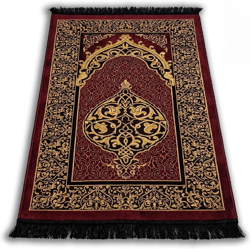 Seccade Namazlık - Tafta Kumaş, Saçaklı, İnce ve Hafif, 65x112 cm (Bordo)