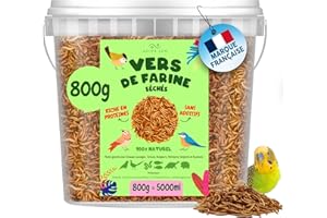 AVIDA · ZEN AVIDA ZEN vers de Farine Séchés 800g - 5L de friandises - Aliment Naturel Riche pour Poissons, Oiseaux, Tortues, Hérissons, Rongeurs et Reptiles - Nourriture Animale Séchée