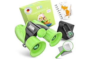 Kid's Supply Jumelles pour Enfants 8x21 avec loupe et Boussole et Sac - Jumelles pour Enfants dans Un Ensemble d'explorateurs - télescope pour Enfants - Jumelles pour Enfants à partir de 4 Ans