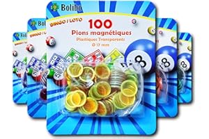 Bolibo JETON Loto magnétique - 100 PIONS MAGNÉTIQUES - 17 mm de diamètre - Coloris au Choix - Bleu, Orange, Jaune, Vert, Rouge, Violet - Bingo (Jaune)