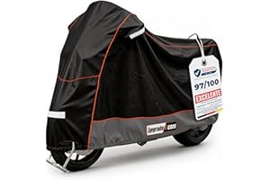 Upgrade4cars Funda para Moto Exterior Impermeable y con Candado | Garaje Universal Moto Resistente al Invierno 210D Poliéster Negro | Cubierta Scooter Tamaño L 245x105x125 cm