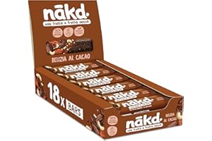 Nākd. Delizia al Cacao | Barrette Crude con Frutta e Frutta Secca | Ingredienti 100% Naturali | Senza Zuccheri Aggiunti | Vegan | Senza Aromi Aggiunti | 18 x 35g | 630g