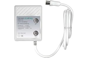 Axing TVS 8-01 Amplificateur à large bande avec 2 sorties (2 x 12 dB) pour TNT et FM ou TV cable