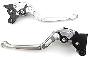 AVDB Paire de leviers longs en aluminium anodisé pour CB600 Hornet 600 1998-2006 & Hornet 600S 2001-2004 (Argent/Noir)