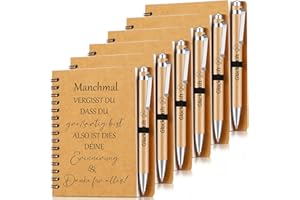 Sinmoe 6 Set Dankeschön Geschenk für Kollegen Lehrer Weihnachten Abschiedsgeschenk Inspirierend Mitarbeiter Spirale Notizblock Kugelschreiber aus Holz(Manchmal vergisst du dass du großartig)