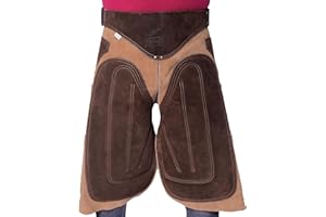EQUINE CARE Tablier Farrier Chaps en cuir de vache de 2 mm, longueur de 68,6 cm, taille réglable (71,1 à 132,1 cm), soutien ergonomique rembourré de mousse au niveau des cuisses et du dos, 4 poches pour couteaux