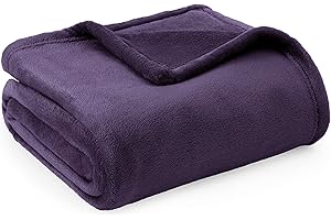 Bedsure Przytulny koc, puszysty, bardzo miękki i ciepły, do salonu, flanelowy, polarowy, odporny na zagniecenia i plamy, na sofę lub łóżko, z mikrofibry, fioletowy, 150 x 200 cm