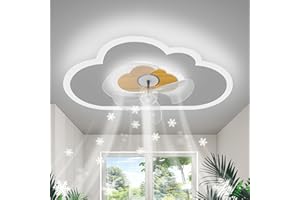 ‎AOEH Deckenventilator mit Beleuchtung Dimmbar Wolken Ventilator Deckenleuchte Holz LED Fan Deckenventilator Mit Fernbedienung 52W 6 Wind Moderne Deckenventilator Licht Für Wohnzimmer Schlafzimmer,60CM