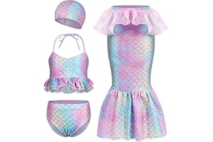 KumSoomliy Girls Swimming Costume Mermaid Swimsuit for Kids Girls Mermaid Swimwear Bathing Suit Surfing Swimming Princess Bikini Set Mermaid Costume Cosplay for Children Beach Holiday Swimwears