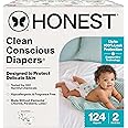 The Honest Company Clean Conscious Diapers | Plant-Based, Sustainable | Pandas + Barnyard Babies | Super Club Box, Size 2 (12-18 lbs), 124 Count