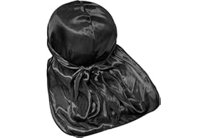 Fabz Beauty Silky Black Durag for Men and Women - Ultimate Comfortable Headwrap with Long & Wide Tails for Dreadlocks, 360 Waves, and Curls