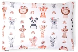 ‎PINKZEBRA PinkZebra Kopfkissenbezug Kinder, Kissenbezug 40 x 80 cm aus 100% Baumwolle, Kissenhülle Jungen, Öko-tex Standard 100, Kinderbezüge mit Reißverschluss, Nette Tiere