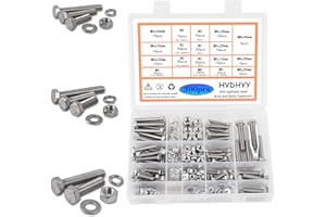 HVDHYY M5 M6 M8 Nuts and Bolts Set Machine Screws & Nuts Assortment kit 304 Stainless Steel Outer Hexagon Head Button with a Reusable Storage Box (300pcs), (H05U23)