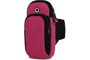 moex Handytasche Joggen für OnePlus Nord Sportarmband Handy aus Neopren, Handyhalterung Arm zum Laufen Sport Armband, Laufarmband mit 2 Fächern, Lauftasche Jogging - Pink